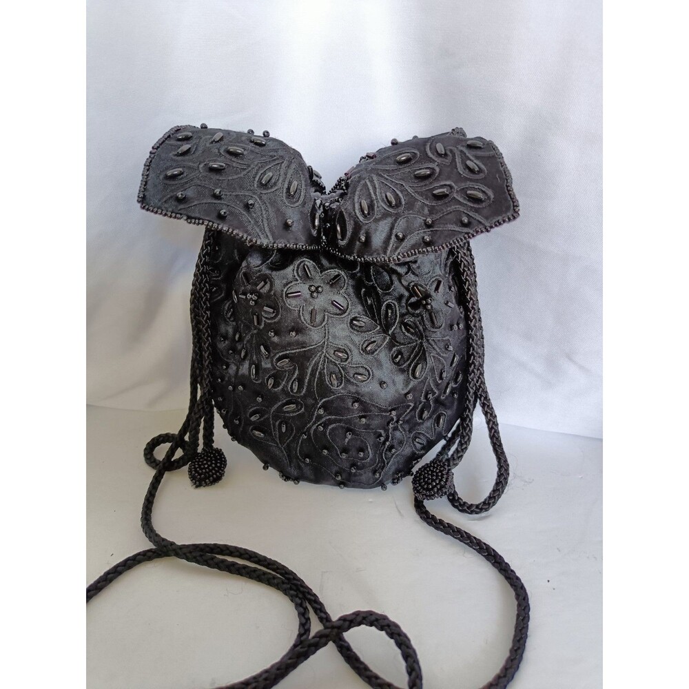 Vintage 50s 60s Black Beaded Evening Bag La Regale Wedding Formal Handbag